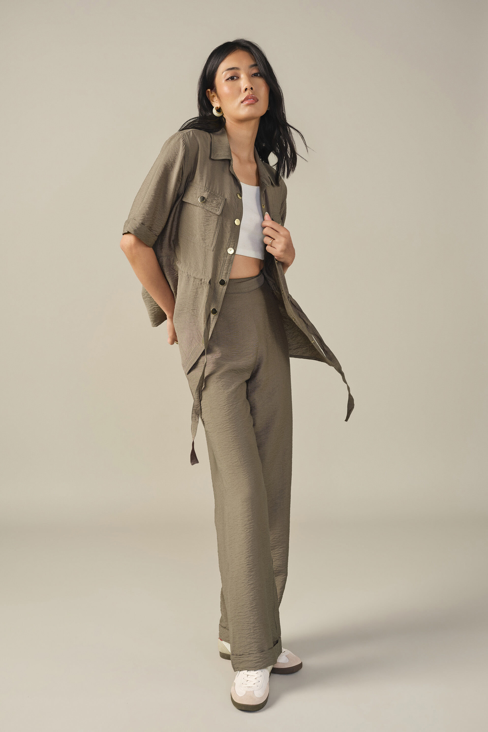 Relaxed Co-ord in Olive, Green, image 5